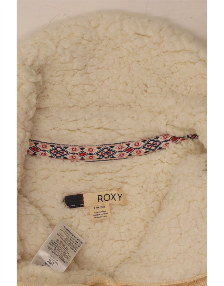 Kurtka dresowa damska ROXY Sherpa UK 10, mała, z bawełny w kolorze złamanej bieli
