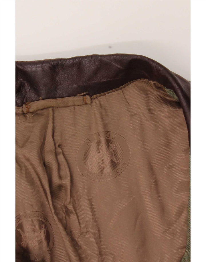 Męska marynarka zapinana na 3 guziki w stylu vintage, UK 38, średni kolor khaki
