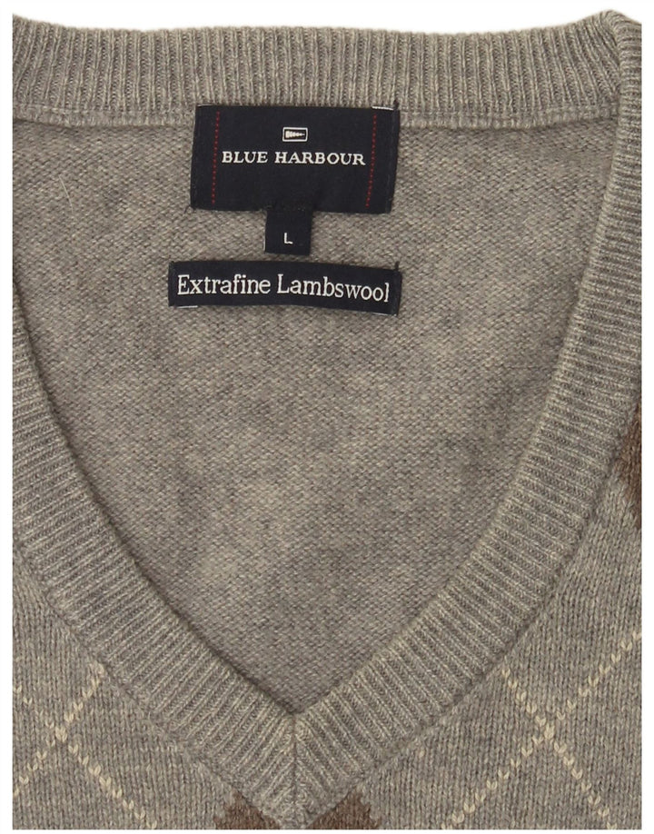 Męski podkoszulek bez rękawów Blue Harbor, duży, szary Argyle/diamentowa wełna owcza