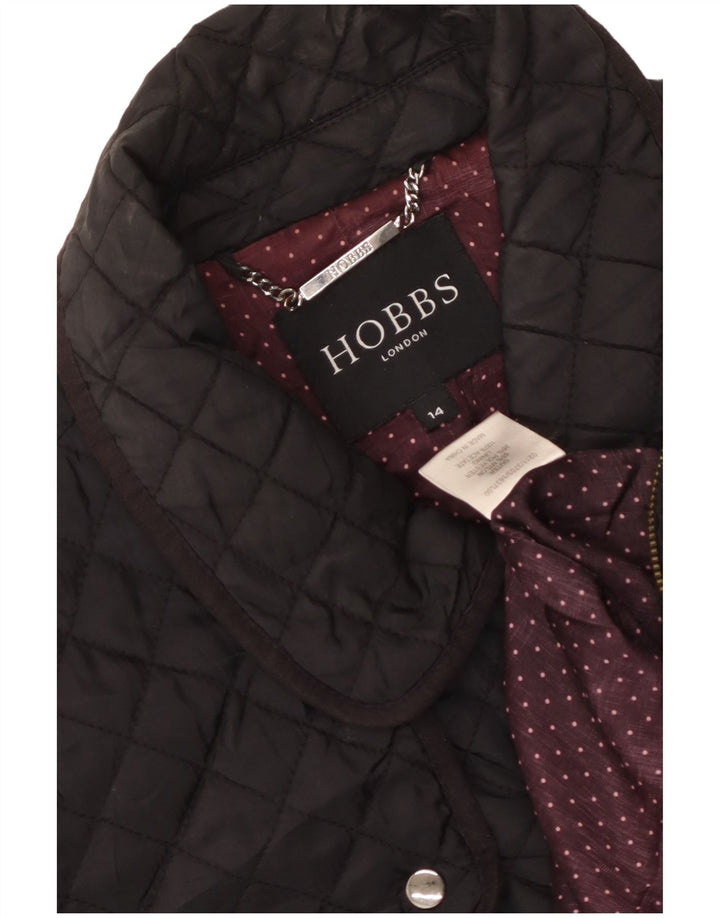 Damski pikowany płaszcz Hobbs UK 14, duży, czarny nylon