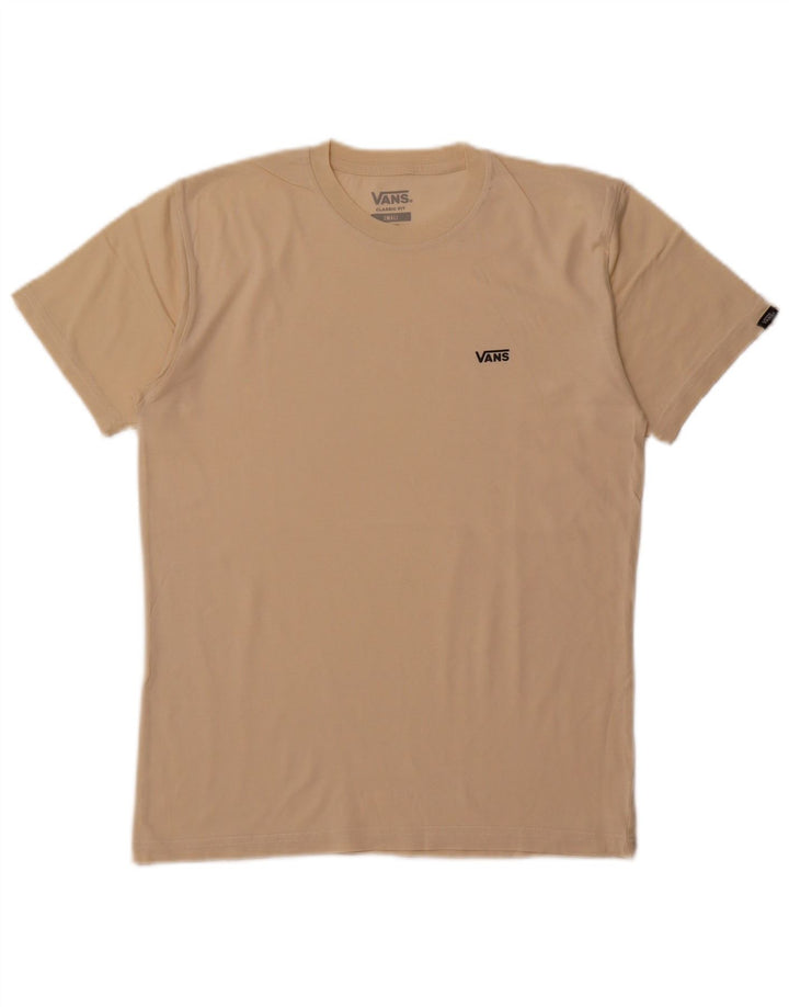 Męski T-shirt VANS o klasycznym kroju, mały, beżowy, bawełniany