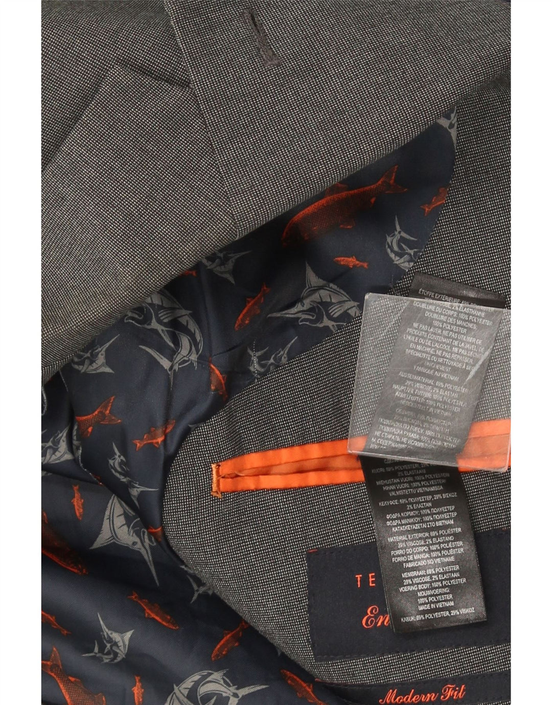 Ted Baker Męska marynarka zapinana na 2 guziki, nowoczesny krój, US 42 XL, szary poliester