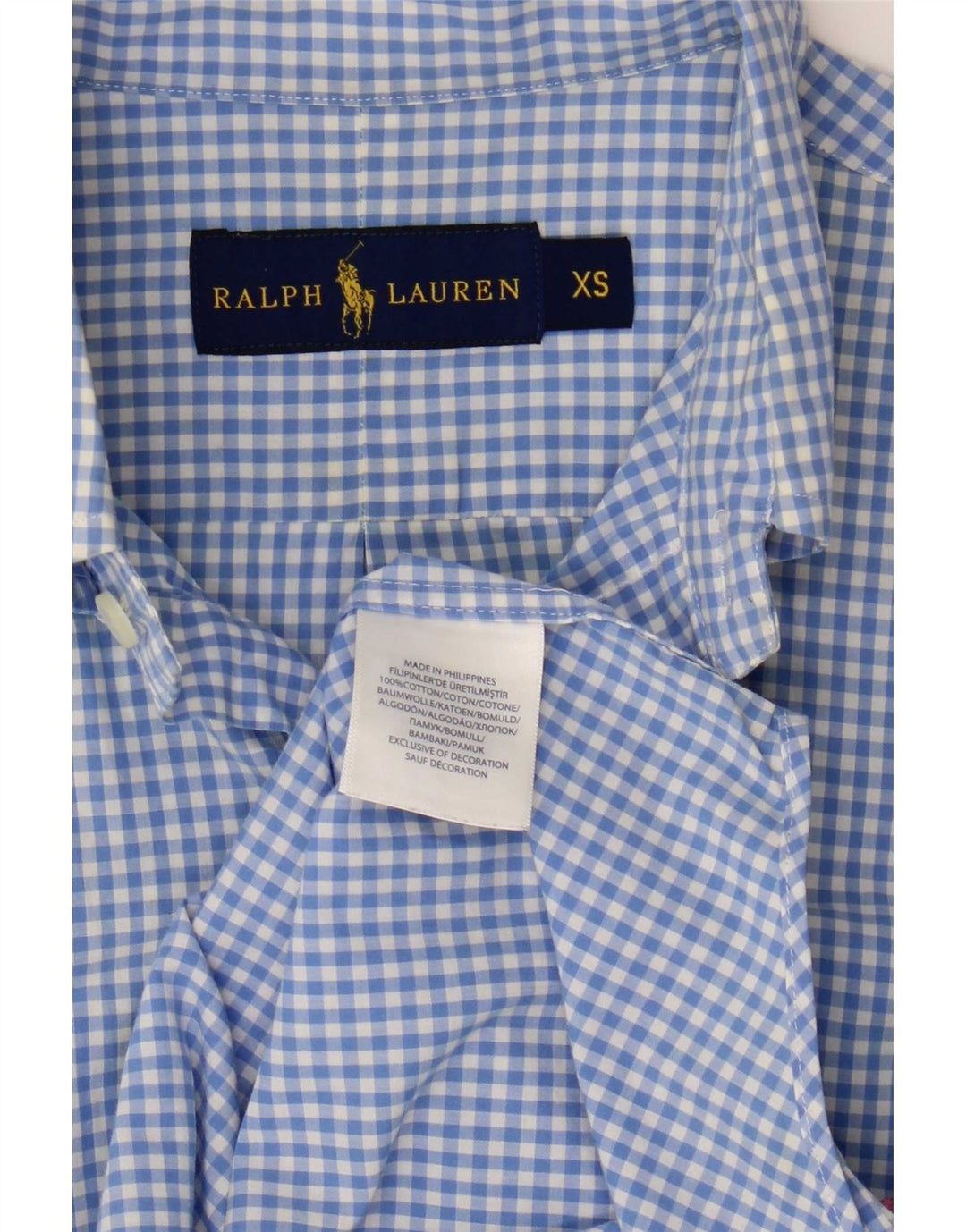 Koszula męska Ralph Lauren XS, niebieska bawełniana kratka