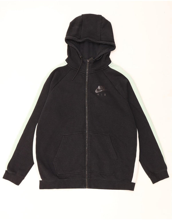 Męski sweter z kapturem i zamkiem NIKE, duży, czarny, bawełniany z blokami kolorów