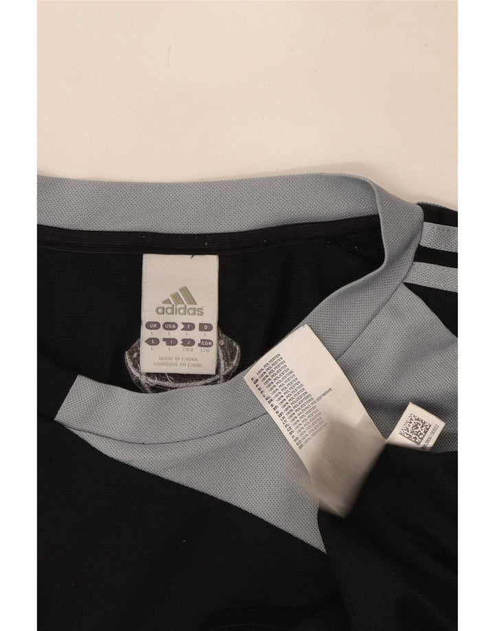 Adidas Męska koszulka Climalite Top, duża, czarna, poliestrowa z blokami kolorów