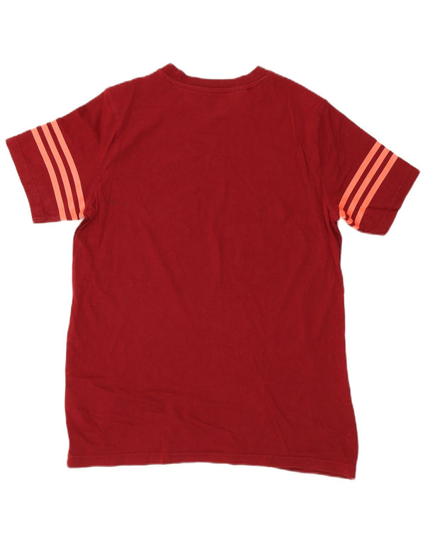 Adidas Chłopięca koszulka z regularnym graficznym topem 14-15 lat Burgundowa bawełniana koszulka sportowa