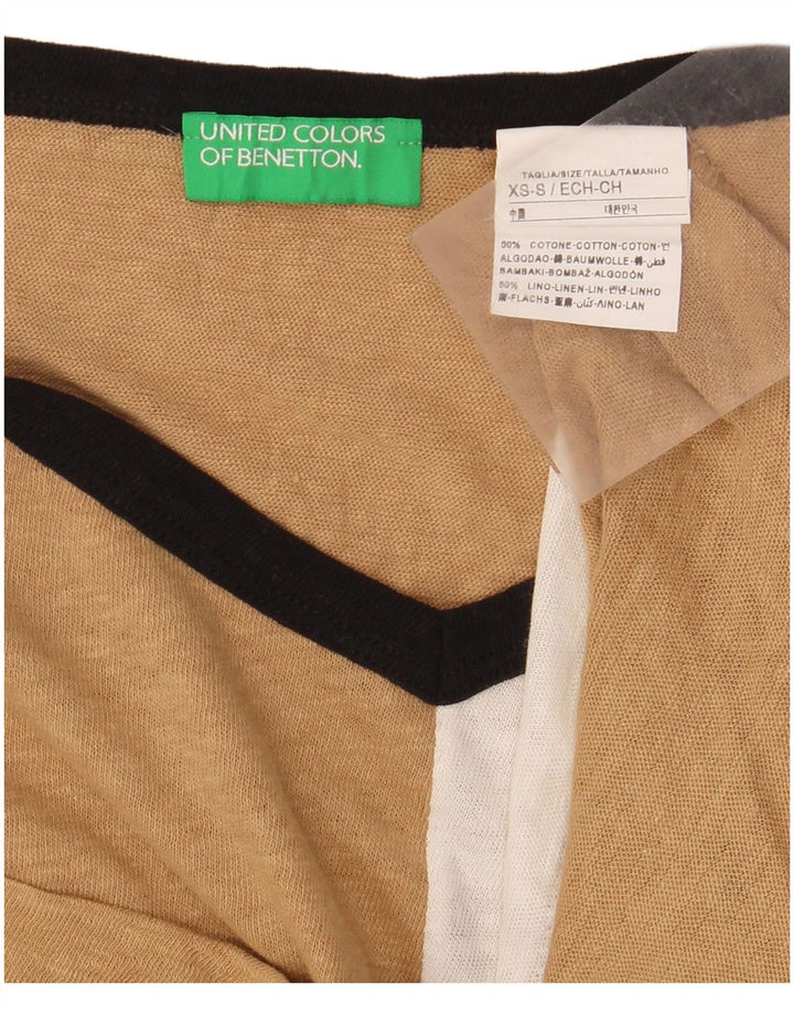 Damska koszulka typu Crop Oversize BENETTON Top UK 6 XS w kolorze beżowym