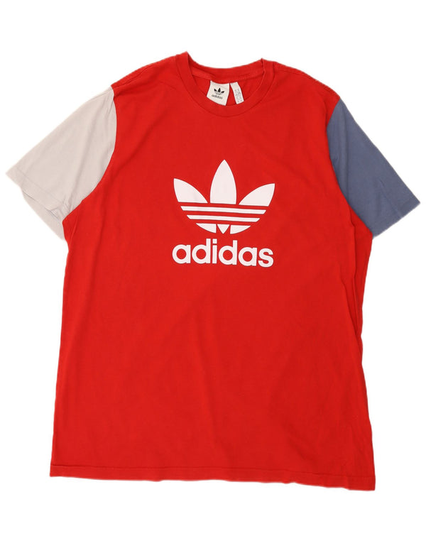 Męski T-shirt z grafiką ADIDAS, bawełniany top XL w kolorze czerwonym