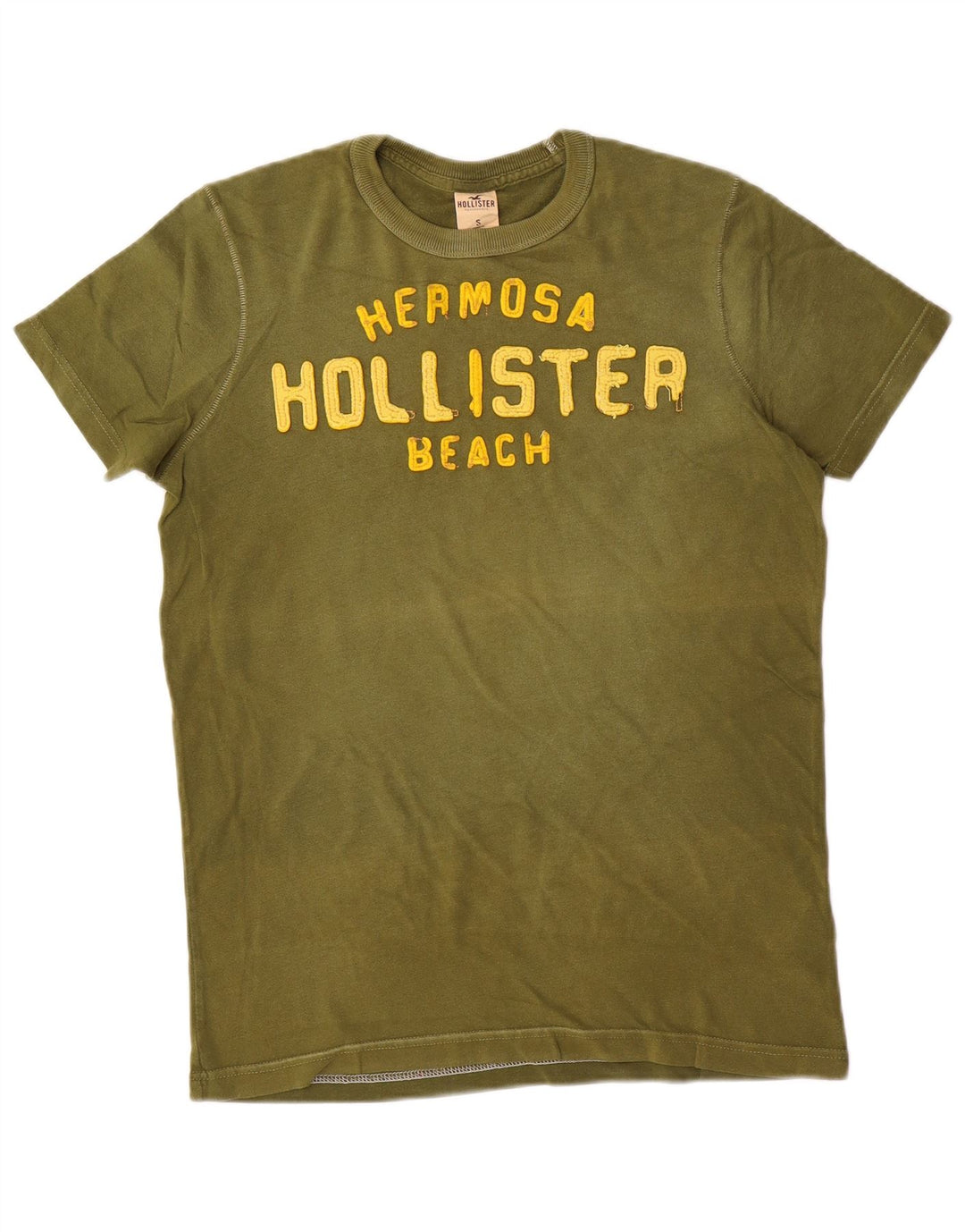 Męski T-shirt z grafiką Hollister, mały, bawełniany khaki