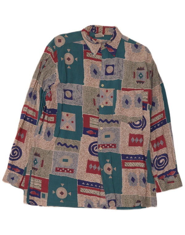Koszula męska w stylu vintage UK 15 1/2 Średnia wielobarwna patchworkowa retro