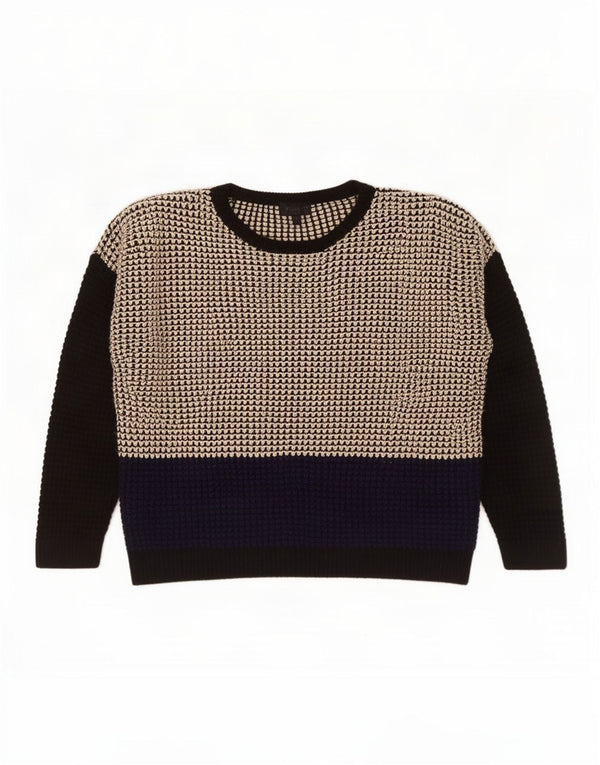 Damski sweter z dekoltem w łódkę Topshop UK 10, mały, czarny, z blokami kolorów
