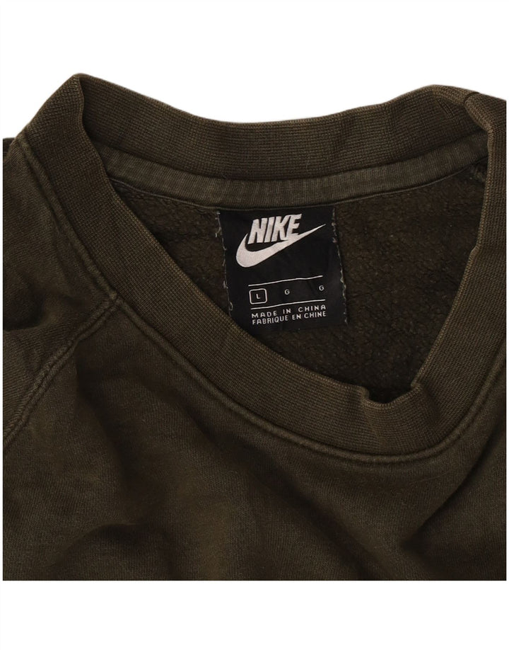 Męski sweter z grafiką Nike, duży blok kolorów khaki