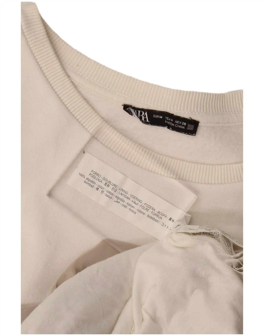 Damska bluza ZARA, UK 12, średnia bawełna w kolorze złamanej bieli