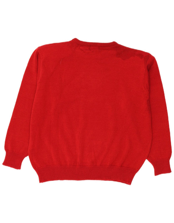 Damski sweter z okrągłym dekoltem Julietta UK 24 4XL Czerwony kwiatowy poliakryl