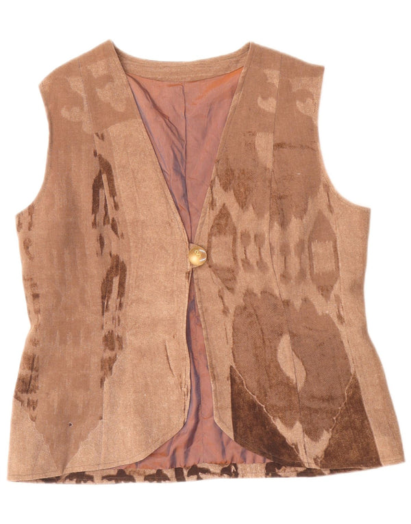 Kamizelka damska Vintage w abstrakcyjnym wzorze UK 14 Medium Beige