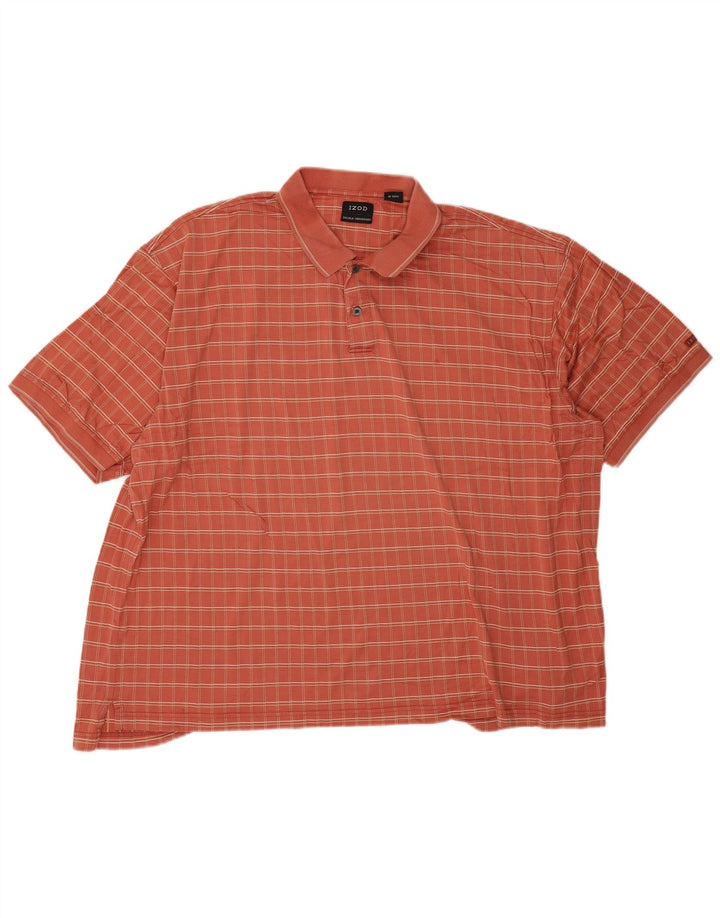 Męska koszulka polo Izod 2XL, bawełniana w pomarańczową kratkę