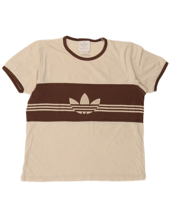 Męska koszulka z grafiką Adidas, średnia, biała, z blokami kolorów, bawełniana