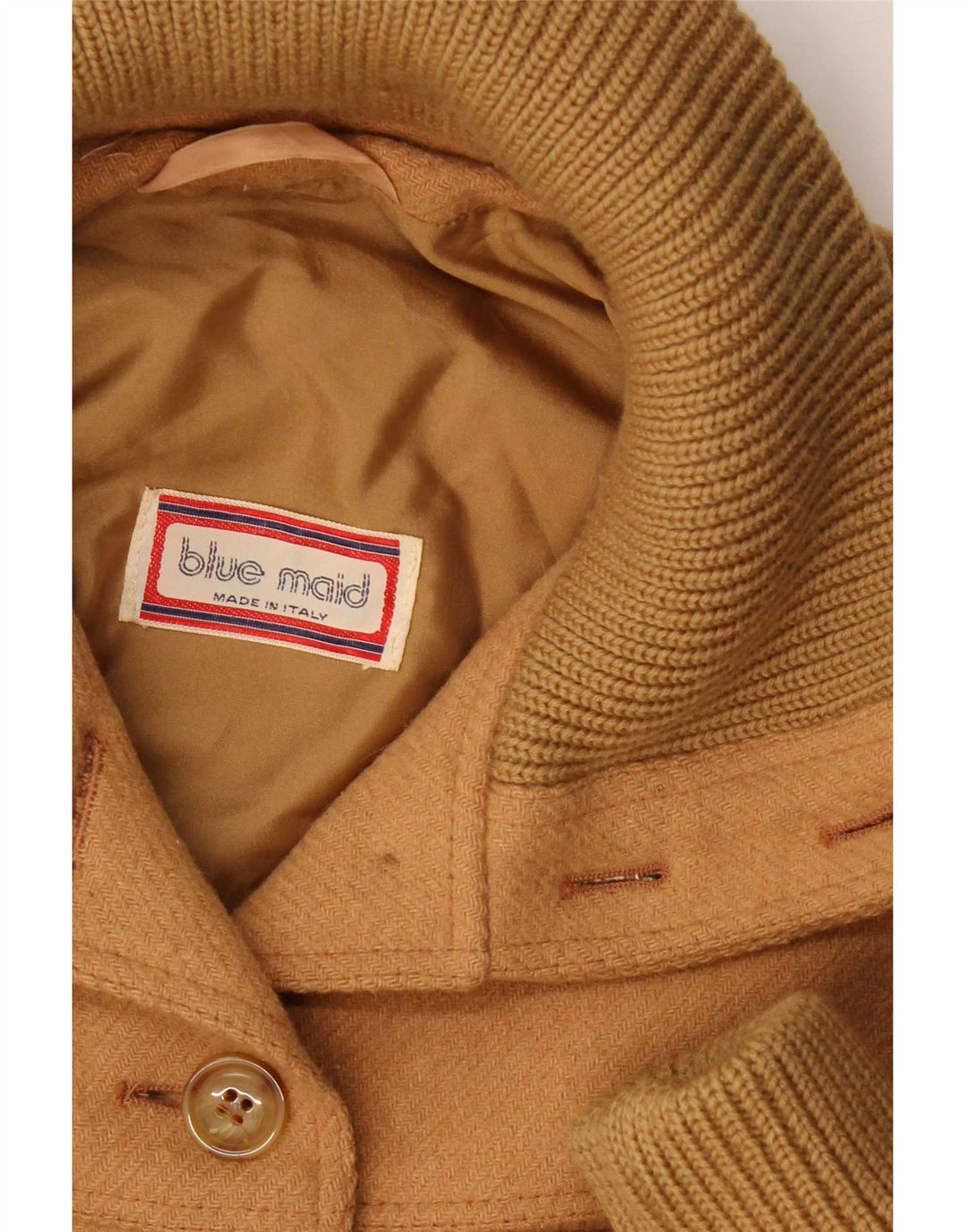 Płaszcz damski w stylu vintage UK 14 Średni beż wełniany