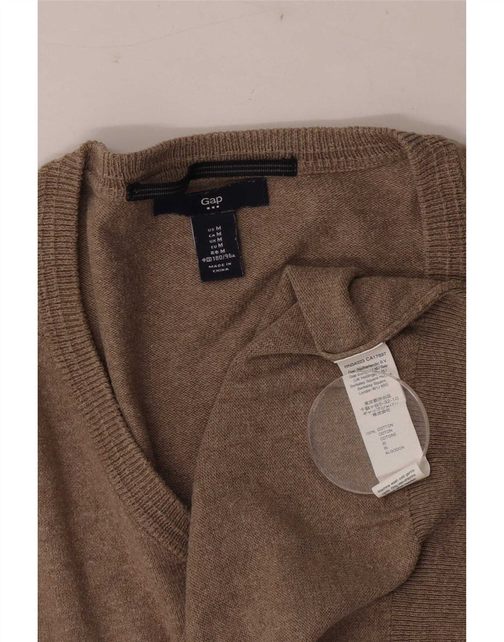 Męski sweter Gap z dekoltem w kształcie litery V, średnio beżowy, bawełniany
