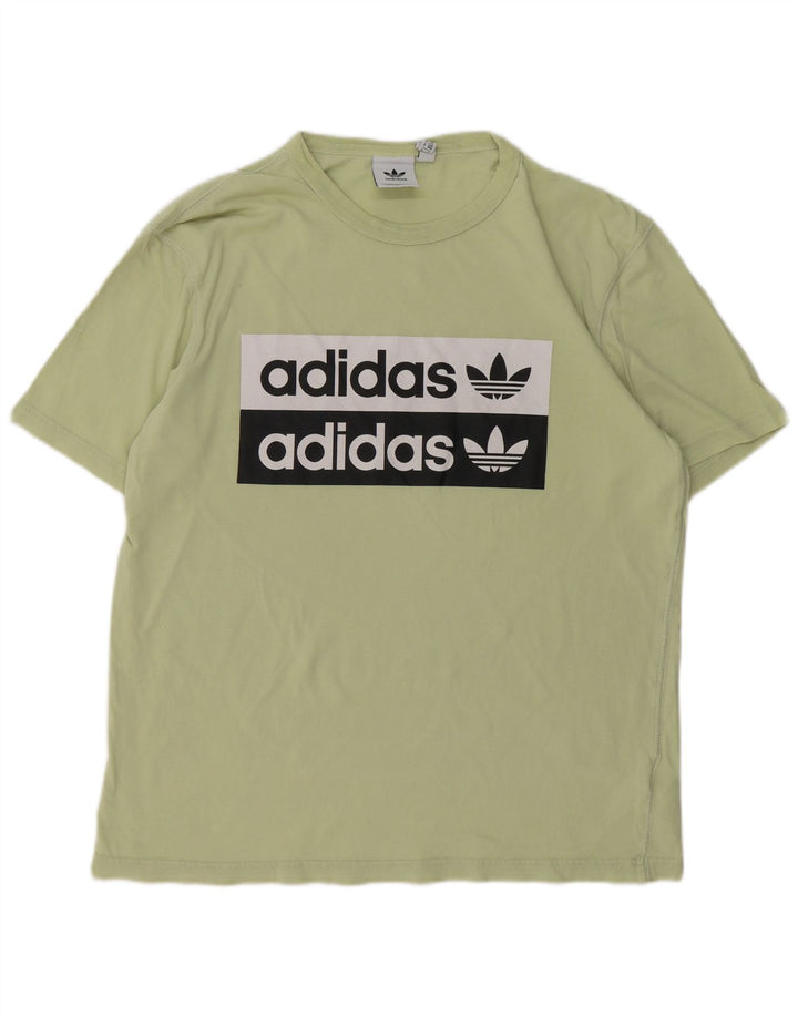 Męska koszulka z grafiką Adidas, średnia, zielona bawełna