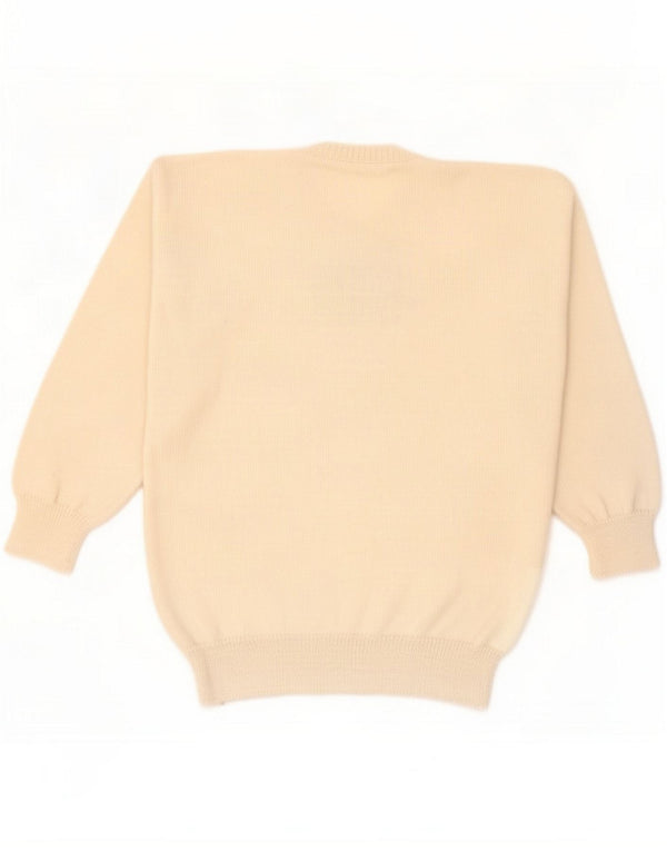 Vintage damski sweter z okrągłym dekoltem UK 16 duży beżowy blok kolorów