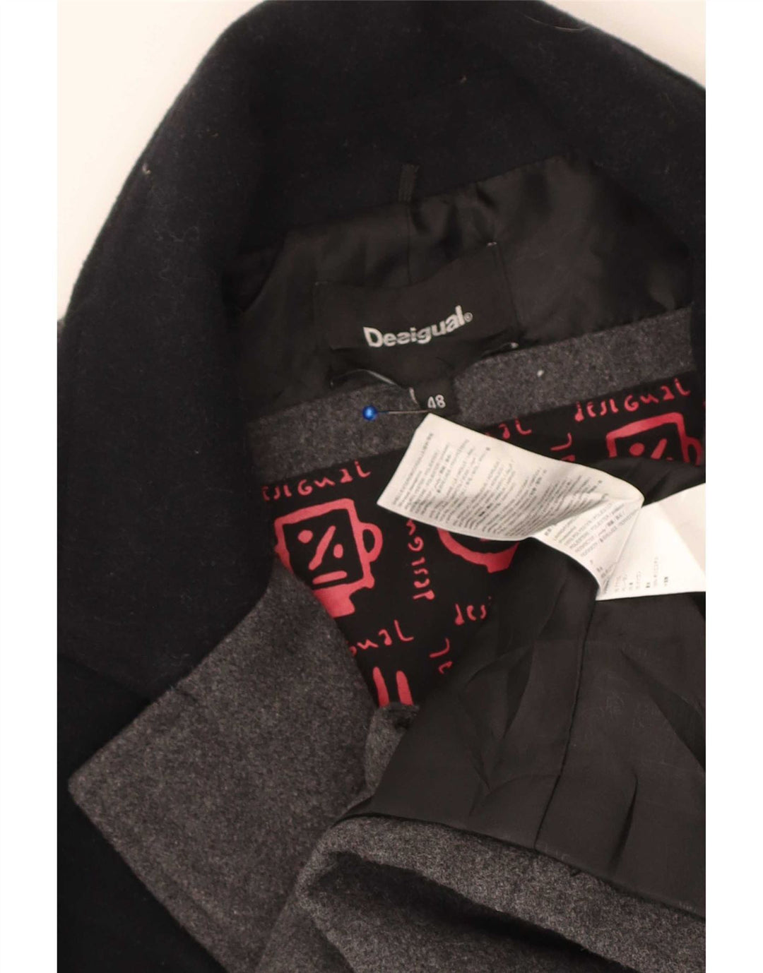 Desigual męski płaszcz IT 48, poliester w kolorze średnioszarym