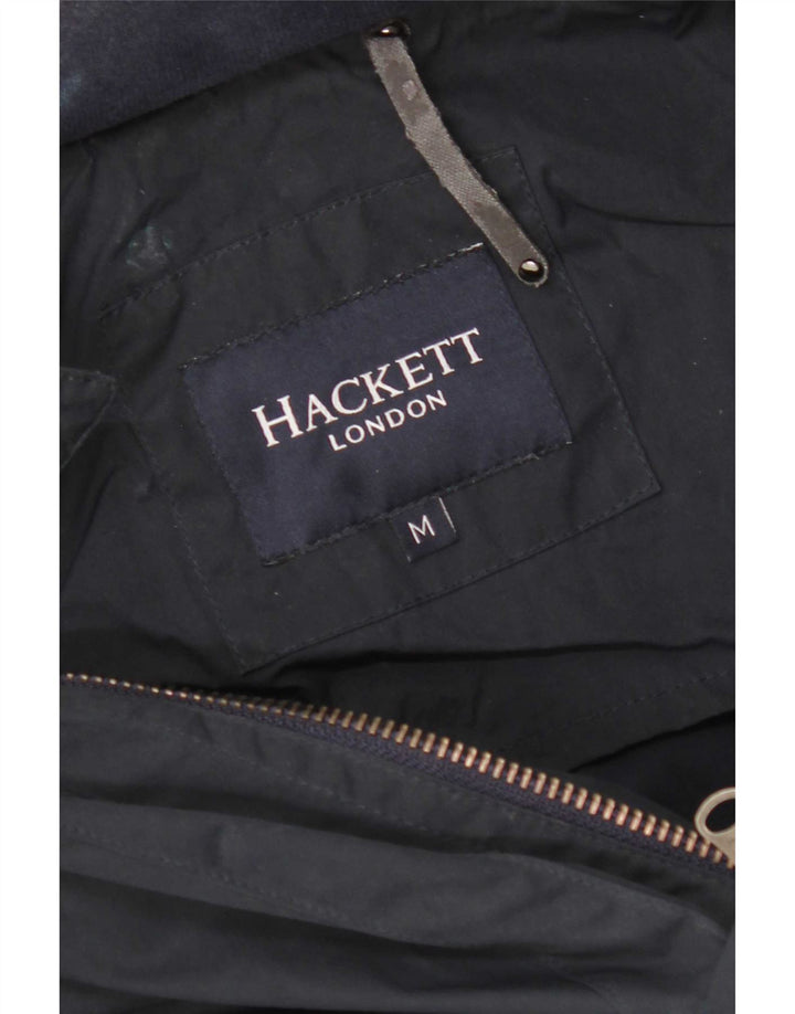 Męski dwurzędowy płaszcz Hackett UK 38 Średni granatowy nylon