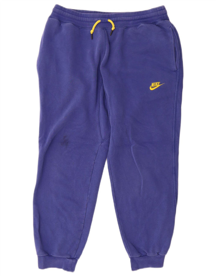 Męskie spodnie dresowe Nike, joggery, średnioniebieskie, bawełniane