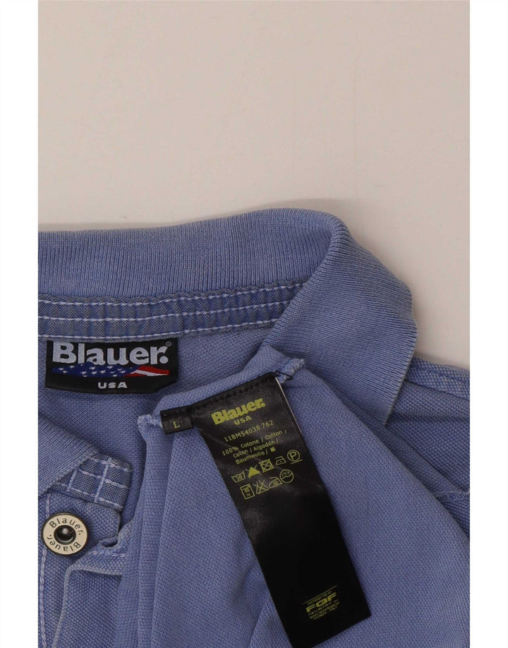 Męska koszulka polo Blauer, duża, niebieska, bawełniana