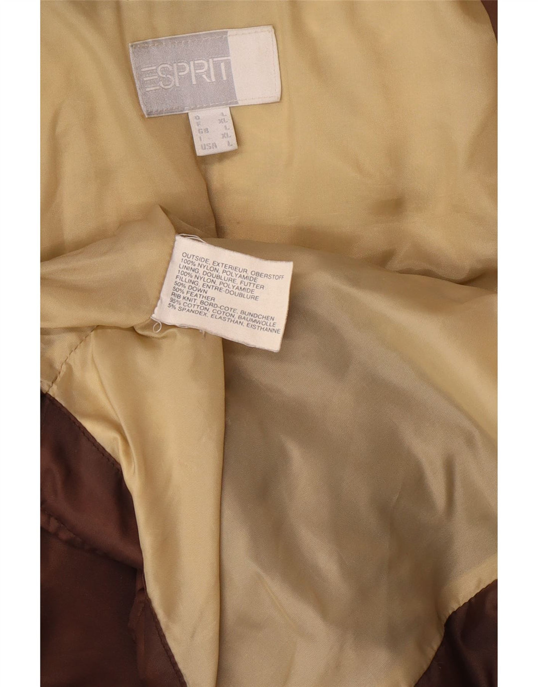 Damska ocieplana kurtka ESPRIT UK 16, duża, brązowa, nylonowa