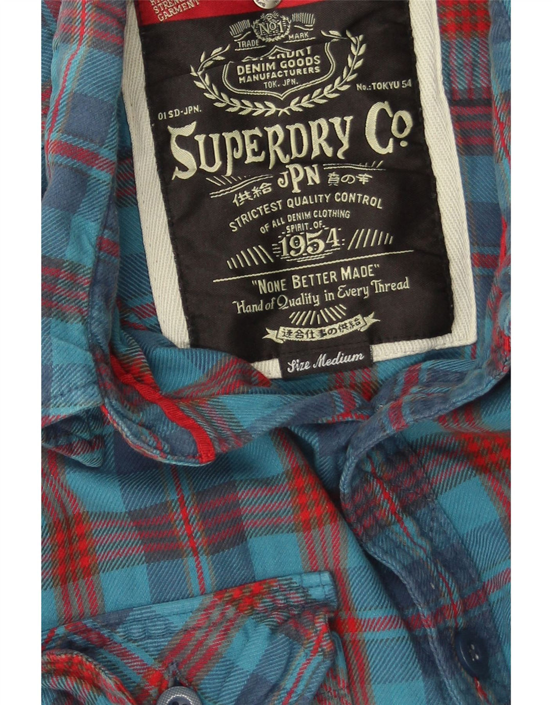 Męska koszula flanelowa Superdry, bawełniana w średnią niebieską kratkę