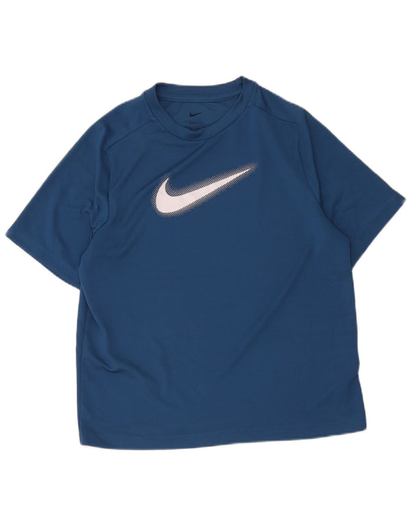 Chłopięcy T-shirt z grafiką Nike Dri Fit, 13-14 lat XL, granatowy, poliester