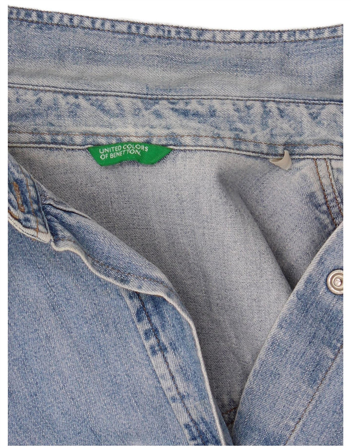 Damska koszula dżinsowa BENETTON UK 14, średnia niebieska, bawełniana