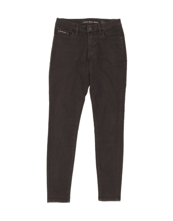 Damskie jeansy skinny ze średnim stanem Calvin Klein W25 L30, czarne, bawełniane