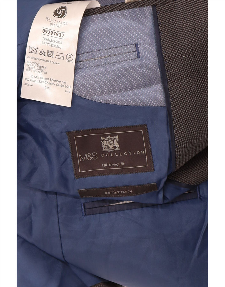 MARKS & SPENCER Męska marynarka o dopasowanym kroju, zapinana na 2 guziki, UK 38, średnioszara