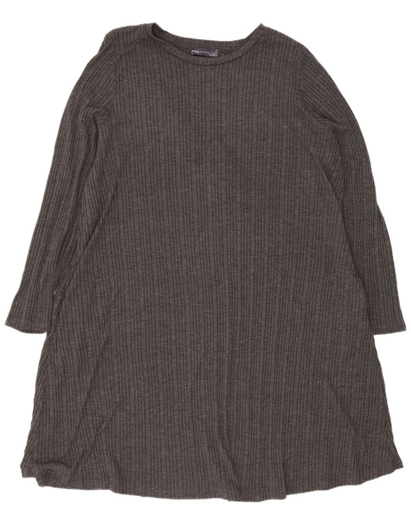 Damska sukienka T-shirt z długim rękawem Marks & Spencer UK 24 4XL Szare paski