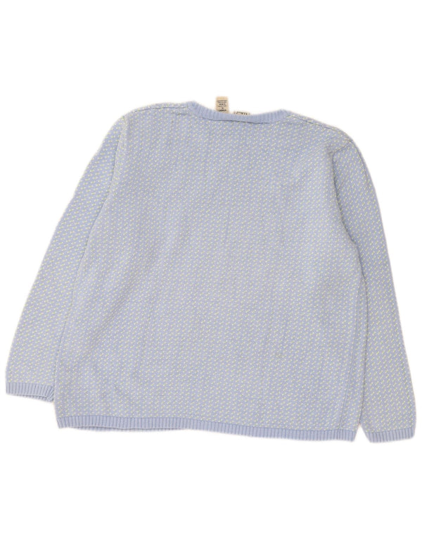 Damski sweter L.L.Bean z dekoltem w łódkę, UK 18 XL, niebieska bawełniana w plamki