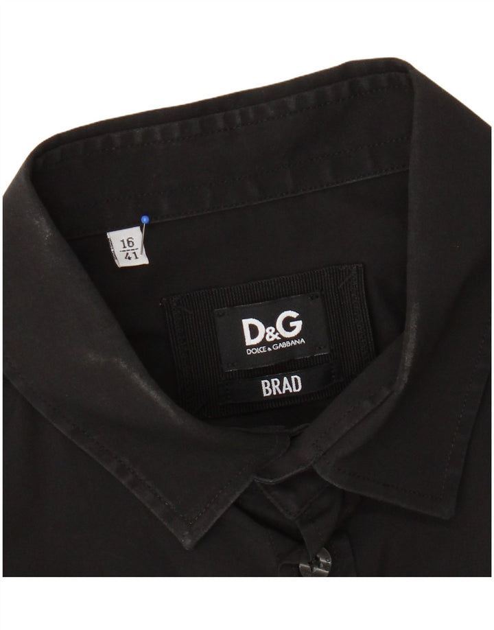 Koszula męska DOLCE & GABBANA, rozmiar 16 41, duża, czarna, bawełniana