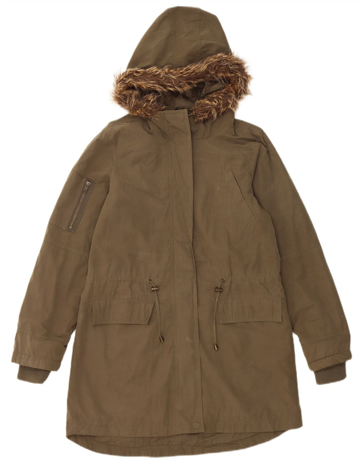 Damska kurtka parka z kapturem Oasis UK 10, mała, khaki, poliester