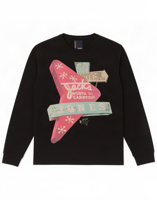 Męski graficzny top Jack & Jones z długim rękawem, duży, czarny