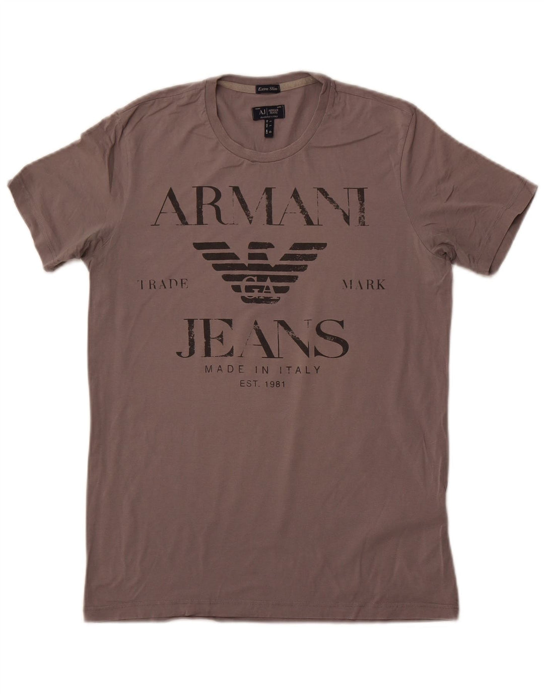 Męska koszulka Armani Jeans Extra Slim z grafiką, duża, szara bawełna