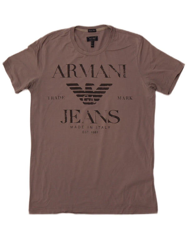 Męska koszulka Armani Jeans Extra Slim z grafiką, duża, szara bawełna