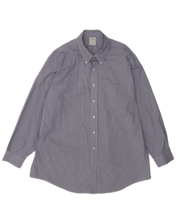 Męska koszula o dopasowanym kroju Brooks Brothers, rozmiar 18 4/5 2XL, niebieska bawełna w pepitkę