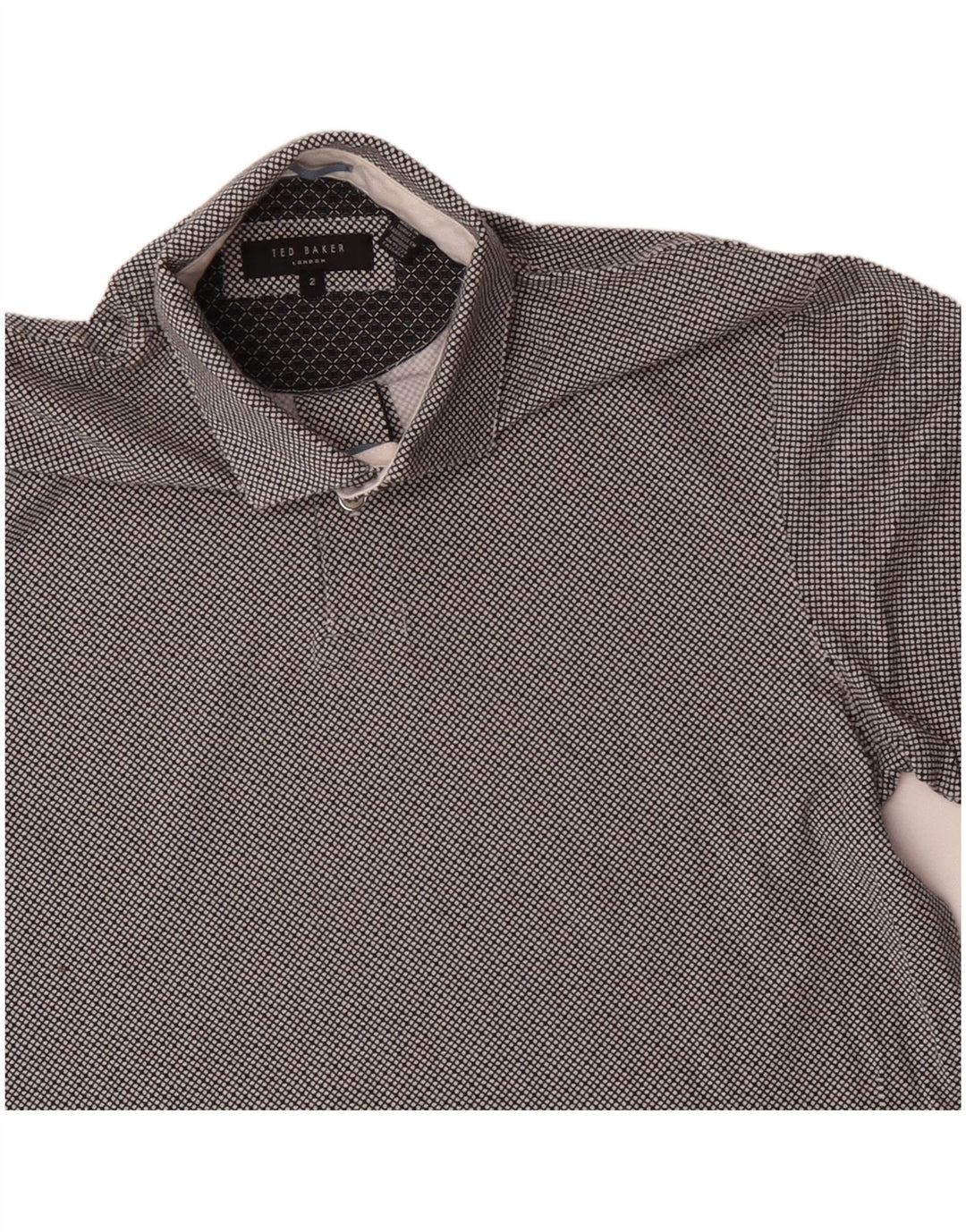 Męska koszulka polo Ted Baker, rozmiar 2, mała, szara, bawełniana w kratę