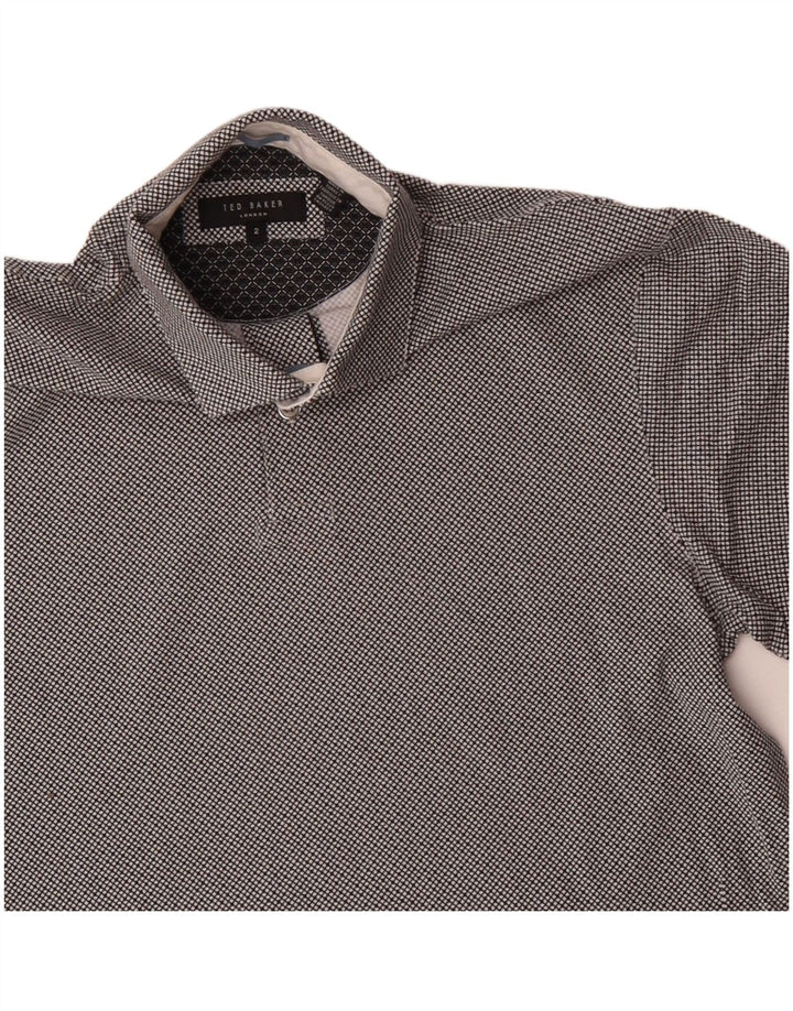 Męska koszulka polo Ted Baker, rozmiar 2, mała, szara, bawełniana w kratę