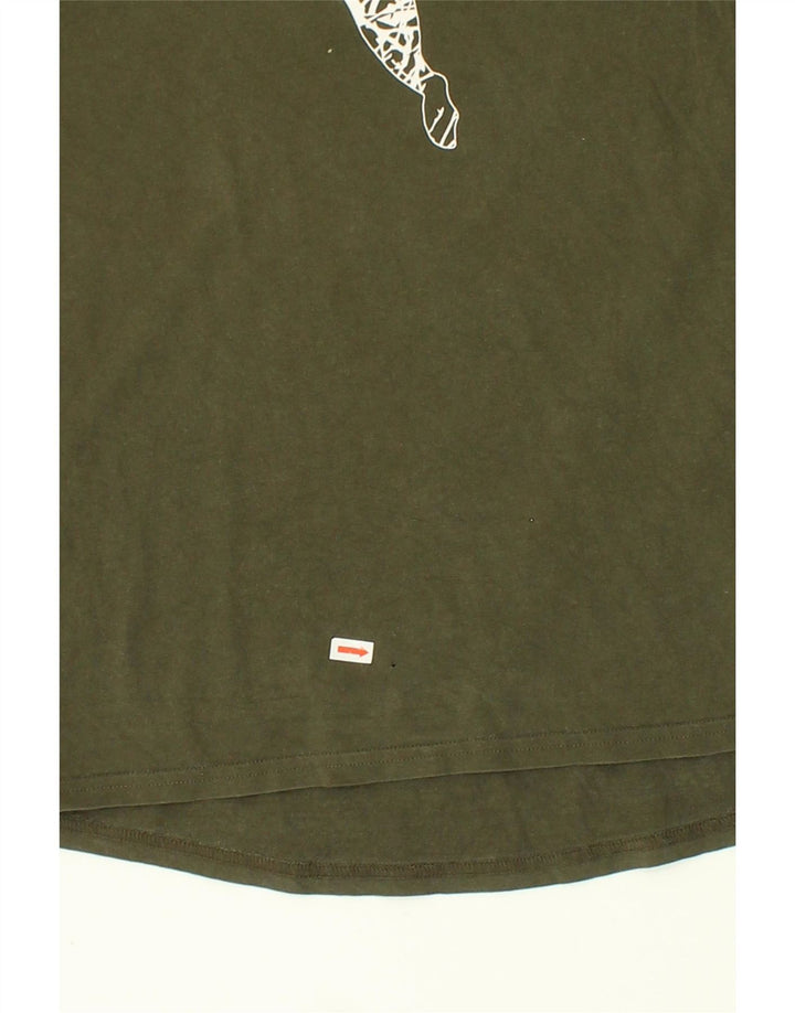 PUMA Womens Graphic T-Shirt Top UK 12 Medium Khaki Vintage Puma and Second-Hand Puma from Messina Hembry 