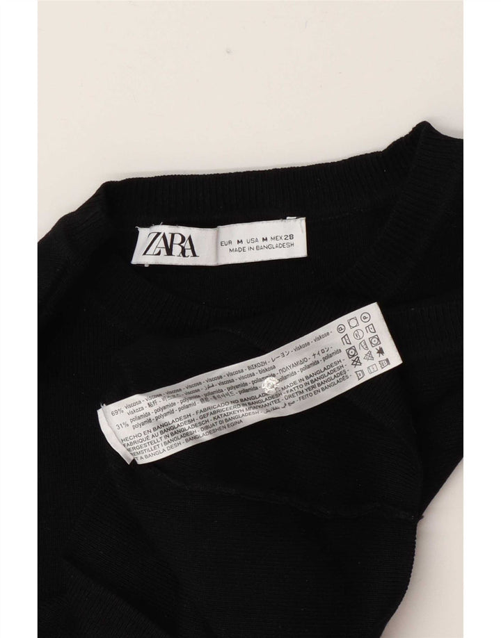 Damski krótki top Zara UK 12, średni czarny wiskoza