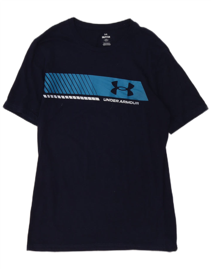 Męski T-shirt z grafiką UNDER ARMOUR, mały, granatowy, bawełniany