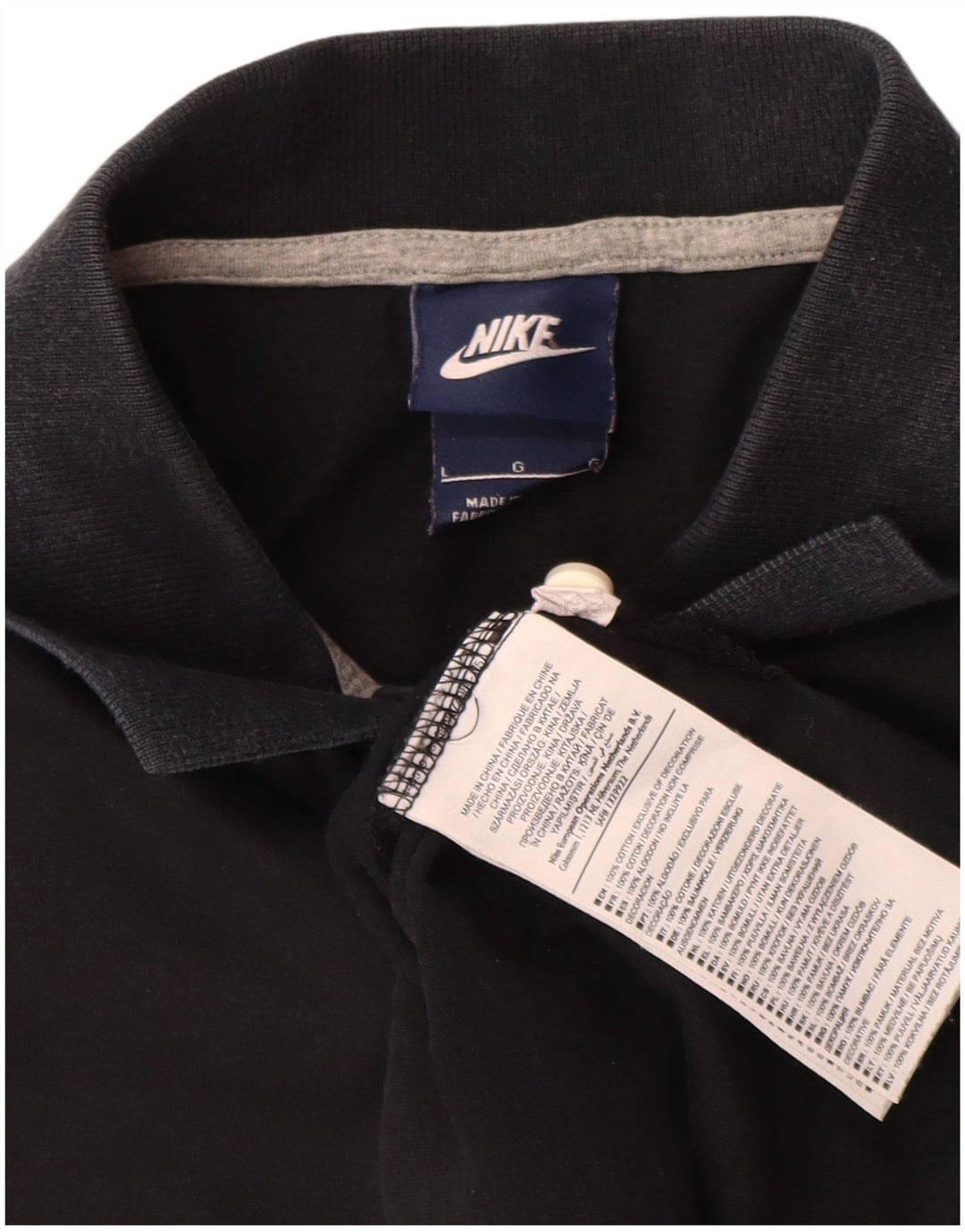 Męska koszulka polo Nike z grafiką, duża, czarna, bawełniana z blokami kolorów