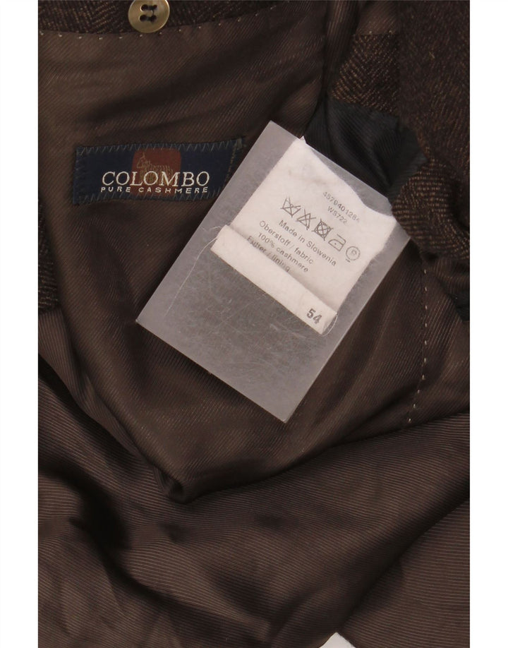 COLOMBO Męska marynarka zapinana na 2 guziki EU 54 2XL Brązowy kaszmir w jodełkę